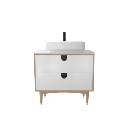 PORTREE 30” MATTE WHITE MID-CENTURY FREE STANDING BATHROOM VANITY