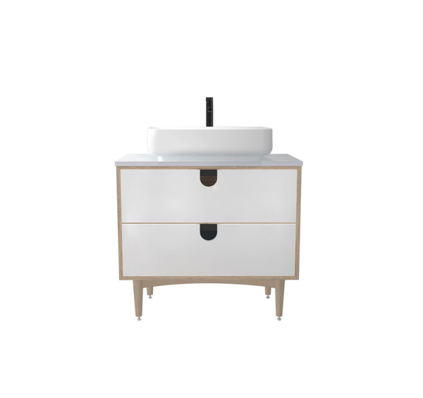 PORTREE 30” MATTE WHITE MID-CENTURY FREE STANDING BATHROOM VANITY