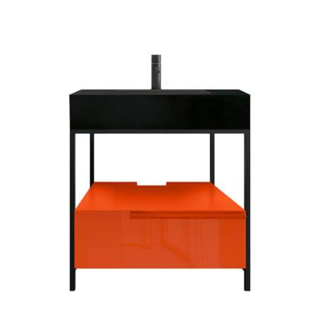 TEXEL 30” RED AMBER/BLACK INDUSTRIAL STYLE FREE STANDING BATHROOM VANITY