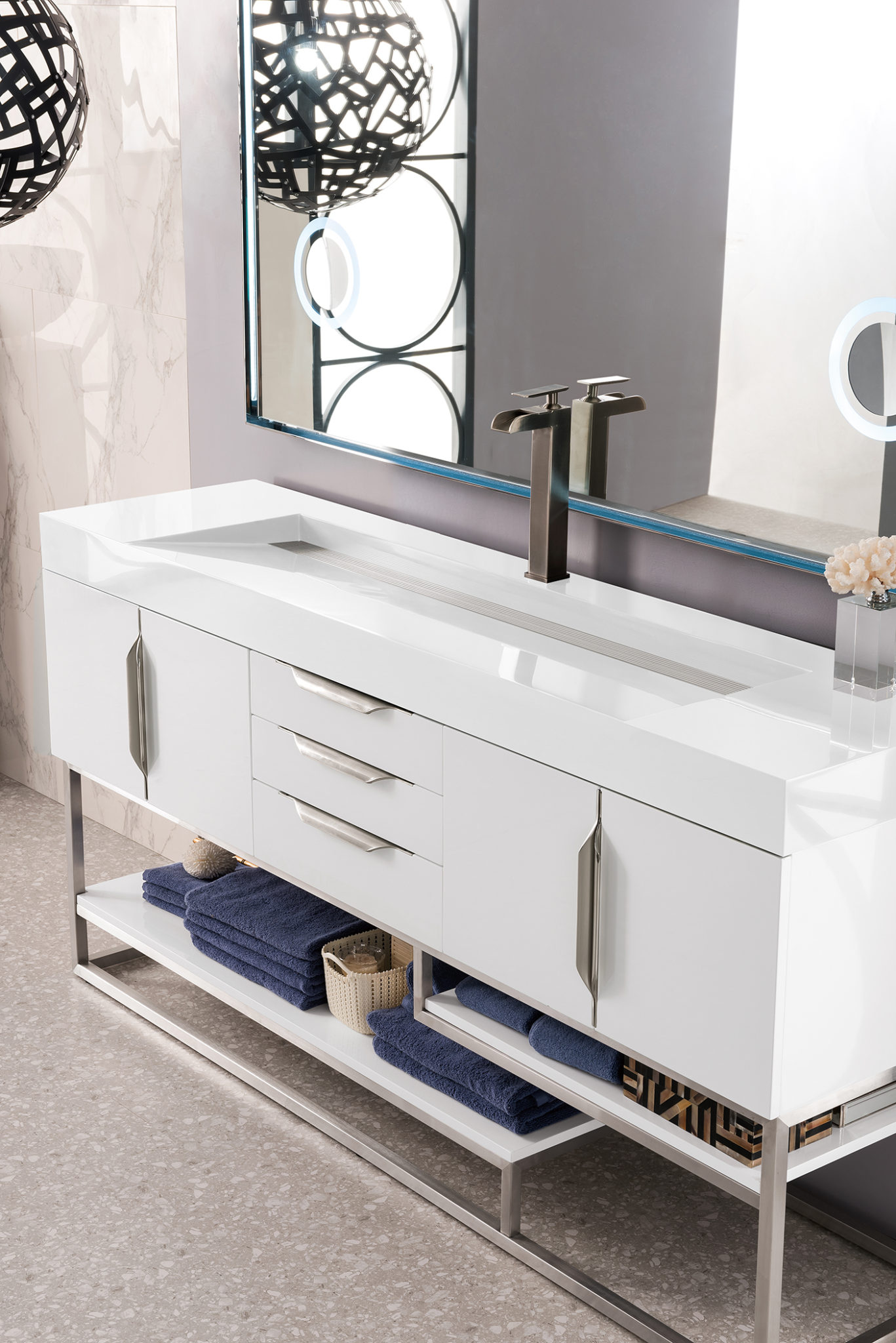 72 Single Sink Bathroom Vanity / 72 Inch White Finish Single Sink