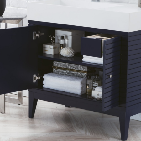James Martin Linear 36" Single Vanity, Victory Blue (Gloss White Sink) - Image 2