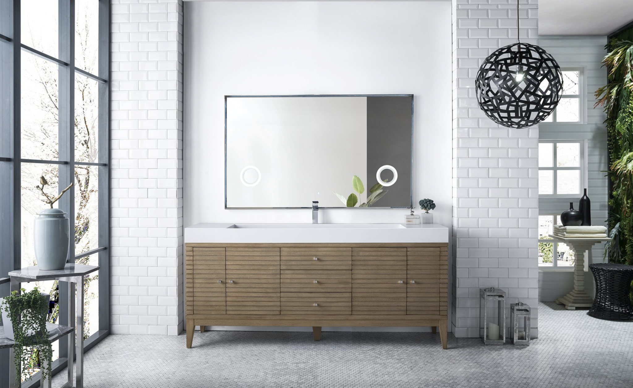 Linear 72 Single Vanity White, 72 Linear Double Bathroom Vanity Mid Century Walnut
