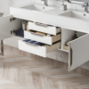 James Martin Mercer Island 59" Double Bathroom Vanity, Glossy White(Brushed Nickel finish, Gloss White Sink) - Image 2