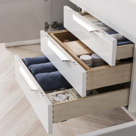 James Martin Mercer Island 59" Double Bathroom Vanity, Glossy White(Brushed Nickel finish, Gloss White Sink) - Image 3