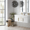 James Martin Mercer Island 59" Double Bathroom Vanity, Glossy White(Brushed Gold Hardware, Gloss White Sink) - Image 2