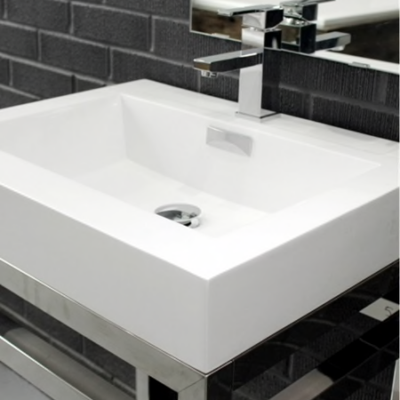AQUA CISCO 30" STAINLESS STEEL CONSOLE W/ WHITE ACRYLIC SINK