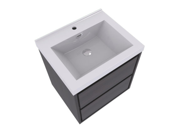 KEETCHEN HELSINKI 24" Grey Oak Wall Mounted Modern Vanity - Image 3