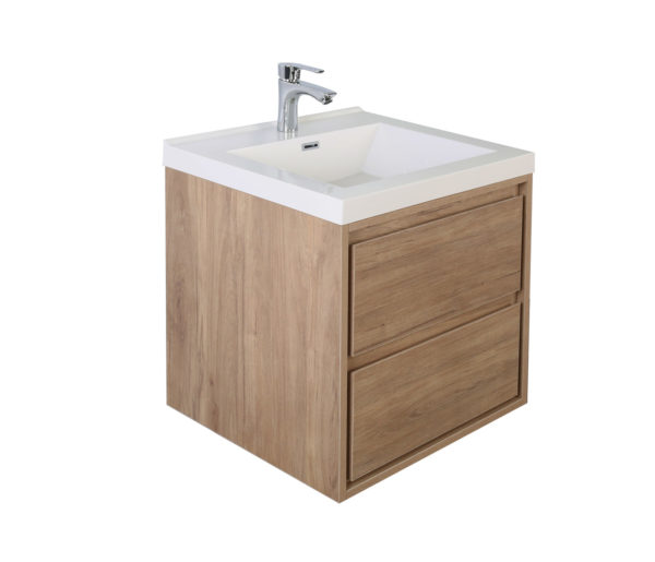 KEETCHEN HELSINKI 24" Teak Oak Wall Mounted Modern Vanity - Image 2