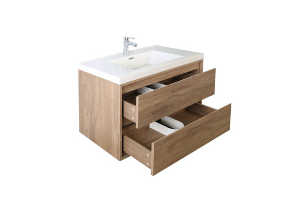 KEETCHEN HELSINKI 24" Teak Oak Wall Mounted Modern Vanity - Image 3