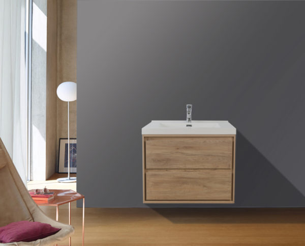 KEETCHEN HELSINKI 24" Teak Oak Wall Mounted Modern Vanity