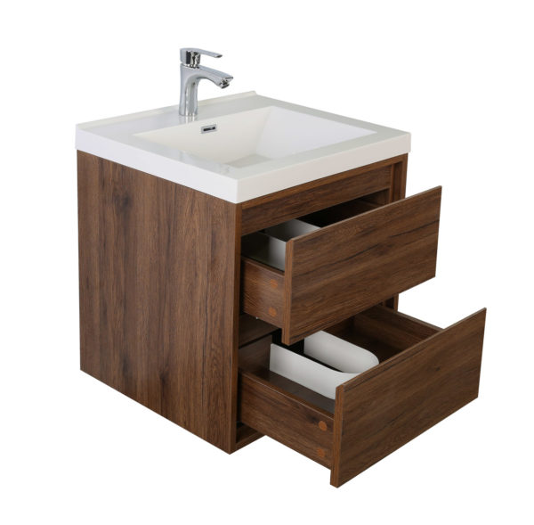 KEETCHEN HELSINKI 24" Rose Wood Wall Mounted Modern Vanity - Image 3