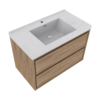 KEETCHEN HELSINKI 42" Teak Oak Wall Mounted Modern Vanity - Image 4