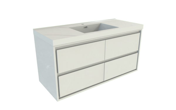 KEETCHEN HELSINKI 48" Gloss White Wall Mounted Modern Vanity - Single Sink - Image 2