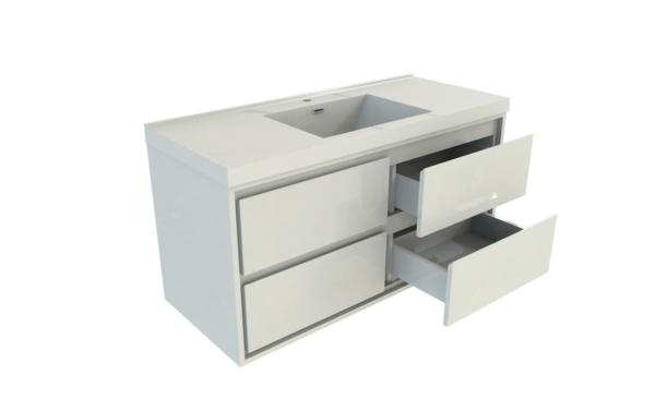 KEETCHEN HELSINKI 48" Gloss White Wall Mounted Modern Vanity - Single Sink - Image 3