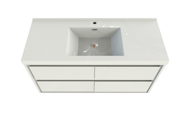 KEETCHEN HELSINKI 48" Gloss White Wall Mounted Modern Vanity - Single Sink - Image 5