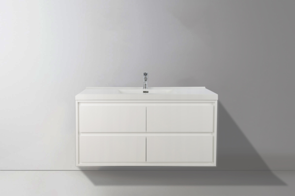 KEETCHEN HELSINKI 48" Gloss White Wall Mounted Modern Vanity - Single Sink