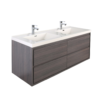 KEETCHEN HELSINKI 48" Grey Oak Wall Mounted Modern Vanity - Double Sink - Image 2