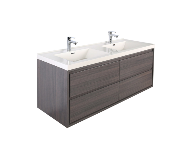 KEETCHEN HELSINKI 48" Grey Oak Wall Mounted Modern Vanity - Single Sink - Image 2