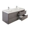 KEETCHEN HELSINKI 48" Grey Oak Wall Mounted Modern Vanity - Double Sink - Image 4