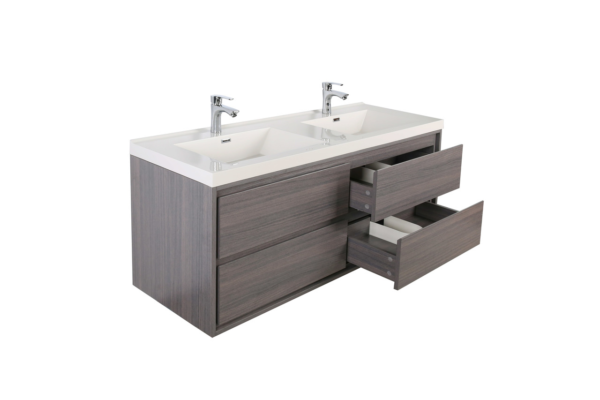 KEETCHEN HELSINKI 48" Grey Oak Wall Mounted Modern Vanity - Single Sink - Image 4