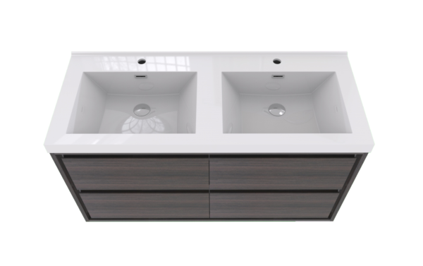 KEETCHEN HELSINKI 48" Grey Oak Wall Mounted Modern Vanity - Single Sink - Image 5