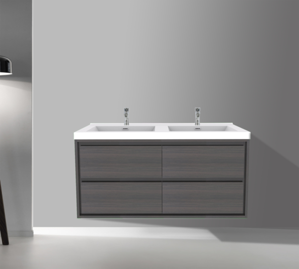 KEETCHEN HELSINKI 48" Grey Oak Wall Mounted Modern Vanity - Single Sink