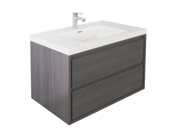 KEETCHEN HELSINKI 30" Grey Oak Wall Mounted Modern Vanity - Image 2