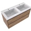 KEETCHEN HELSINKI 48" Teak Oak Wall Mounted Modern Vanity - Double Sink - Image 5