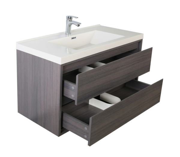 KEETCHEN HELSINKI 30" Grey Oak Wall Mounted Modern Vanity - Image 3