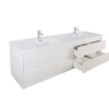 KEETCHEN HELSINKI 60" Gloss White Wall Mounted Modern Vanity - Double Sink - Image 3