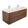 KEETCHEN HELSINKI 60" Rose Wood Wall Mounted Modern Vanity - Double Sink - Image 2