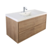 KEETCHEN HELSINKI 60" Teak Oak Wall Mounted Modern Vanity - Single Sink - Image 2