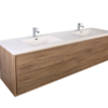 KEETCHEN HELSINKI 72" Teak Oak Wall Mounted Modern Vanity - Double Sink - Image 2
