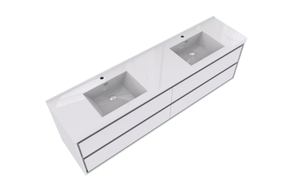 KEETCHEN HELSINKI 84" Glossy White Wall Mounted Modern Vanity - Double Sink - Image 5