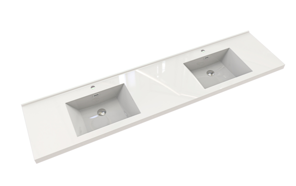 KEETCHEN HELSINKI 84" Glossy White Wall Mounted Modern Vanity - Double Sink - Image 7