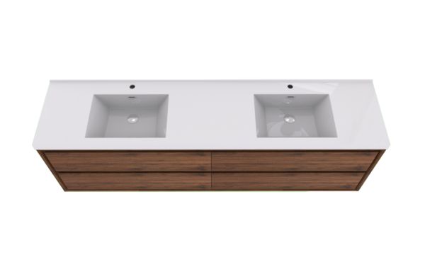 KEETCHEN HELSINKI 84" Rose Wood Wall Mounted Modern Vanity - Double Sink - Image 2