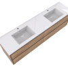KEETCHEN HELSINKI 84" Teak Oak Wall Mounted Modern Vanity - Double Sink - Image 4