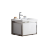 KEETCHEN SEATTLE 24" Glossy White Wall Hung Modern Bathroom Vanity with Chrome Stainless Steel Frame with Acrylic Sink - Image 5
