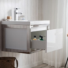 KEETCHEN SEATTLE 24" Glossy White Wall Hung Modern Bathroom Vanity with Chrome Stainless Steel Frame with Acrylic Sink - Image 3