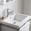 KEETCHEN SEATTLE 24" Glossy White Wall Hung Modern Bathroom Vanity with Chrome Stainless Steel Frame with Acrylic Sink - Image 4