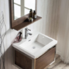KEETCHEN SEATTLE 24" Rosewood Wall Hung Modern Bathroom Vanity with Chrome Stainless Steel Frame - Image 2
