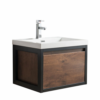 KEETCHEN SEATTLE 24" Rosewood Wall Hung Modern Bathroom Vanity with Matte Black Stainless Steel Frame - Image 4