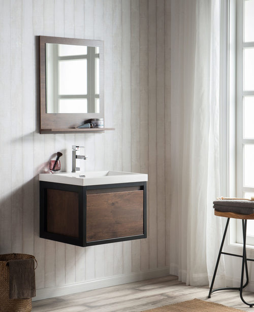 Rosewood Wall Hung Modern Bathroom, Bathroom Vanity With Sink Seattle