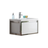 KEETCHEN SEATTLE 30" Glossy White Wall Hung Modern Bathroom Vanity with Chrome Stainless Steel Frame - Image 4