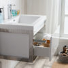 KEETCHEN SEATTLE 30" Glossy White Wall Hung Modern Bathroom Vanity with Chrome Stainless Steel Frame - Image 2