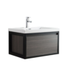 KEETCHEN SEATTLE 30" Grey Oak Wall Hung Modern Bathroom Vanity with Matte Black Stainless Steel Frame - Image 4