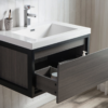 KEETCHEN SEATTLE 30" Grey Oak Wall Hung Modern Bathroom Vanity with Matte Black Stainless Steel Frame - Image 2