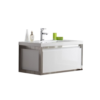 KEETCHEN SEATTLE 36" Glossy White Wall Hung Modern Bathroom Vanity with Chrome Stainless Steel Frame - Image 3