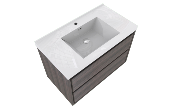 KEETCHEN HELSINKI 36" Grey Oak Wall Mounted Modern Vanity - Image 5