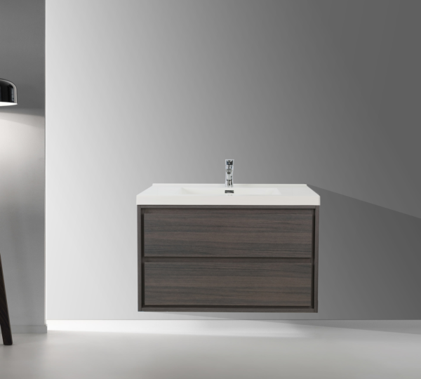 KEETCHEN HELSINKI 36" Grey Oak Wall Mounted Modern Vanity